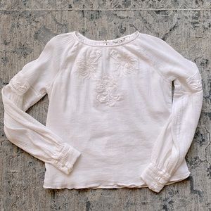 Joie Embroidered White 100% Cotton Boho Blouse